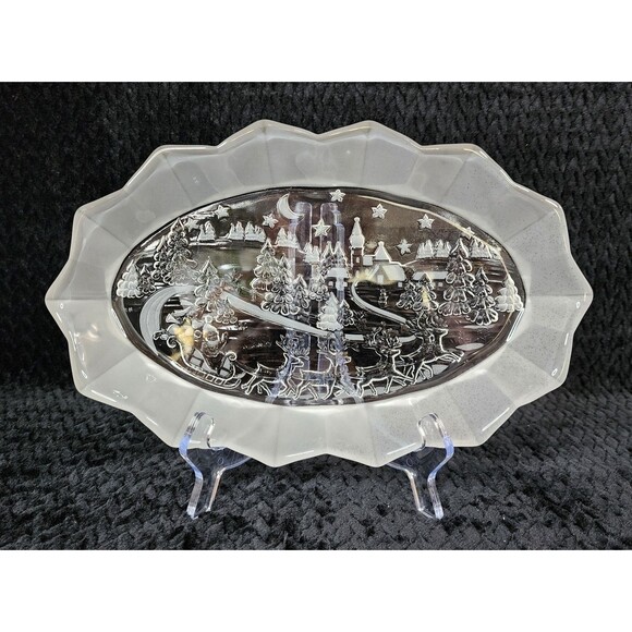 Vintage Mikasa Silent Night Crystal Tray - Small - Early 2000s - Frosted Edge - Picture 2 of 10